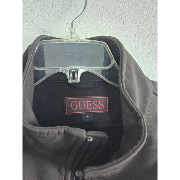 Guess Men's Coat Jacket Mens Solid Zip Up Jacket Softshell Size Medium Black - Picture 4 of 8